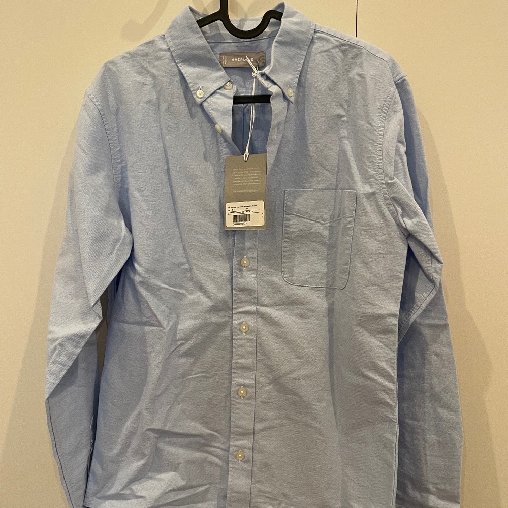 Everlane Slim Fit Japanese Oxford Shirt in Light Blue, XS